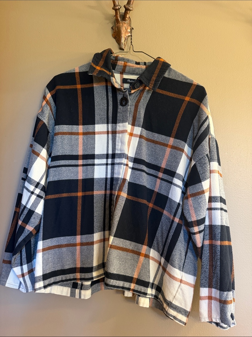 Madewell Kids Plaid Button-Front Jacket - Black, White & Brown